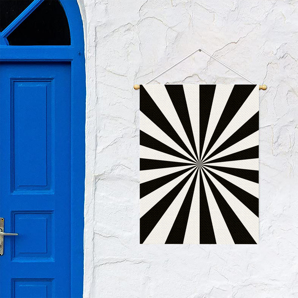 Black And White Radial Rays Print Garden Flag