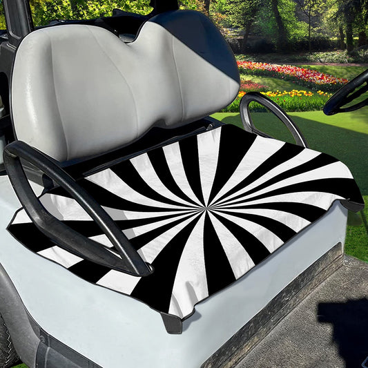 Black And White Radial Rays Print Golf Cart Seat Cover