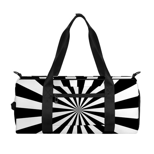Black And White Radial Rays Print Gym Bag