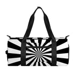 Black And White Radial Rays Print Gym Bag
