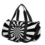 Black And White Radial Rays Print Gym Bag