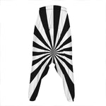 Black And White Radial Rays Print Hammer Pants