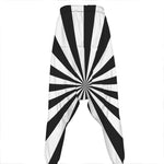 Black And White Radial Rays Print Hammer Pants
