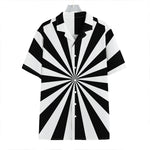 Black And White Radial Rays Print Hawaiian Shirt