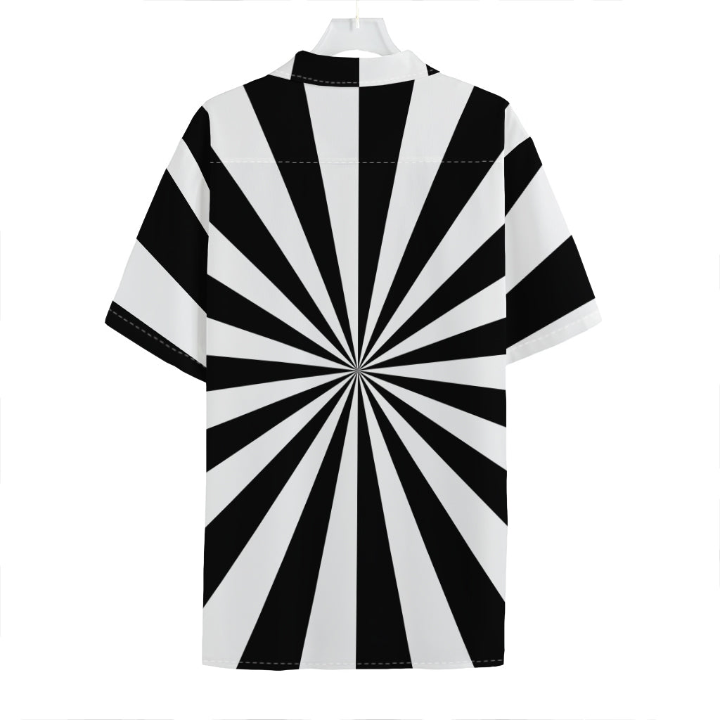 Black And White Radial Rays Print Hawaiian Shirt