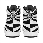 Black And White Radial Rays Print High Top Leather Sneakers