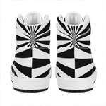 Black And White Radial Rays Print High Top Leather Sneakers
