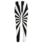 Black And White Radial Rays Print High-Waisted Pocket Leggings