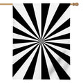 Black And White Radial Rays Print House Flag