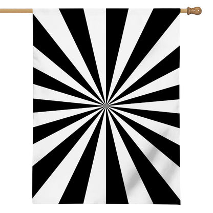 Black And White Radial Rays Print House Flag