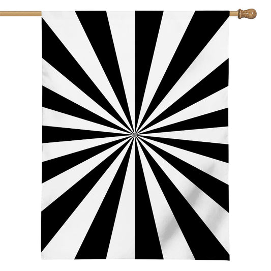 Black And White Radial Rays Print House Flag