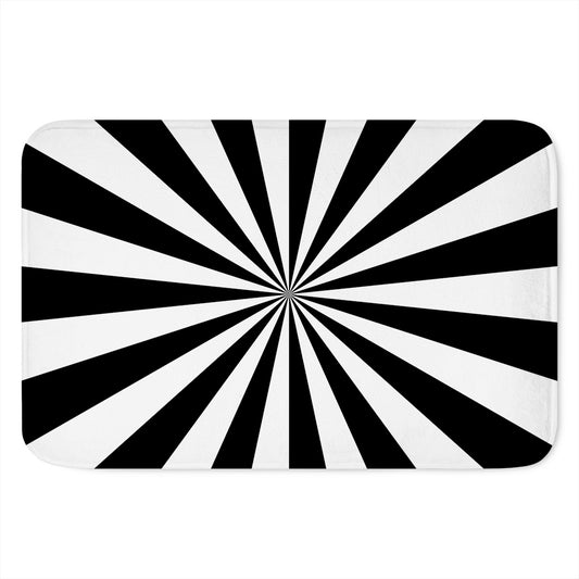 Black And White Radial Rays Print Indoor Door Mat
