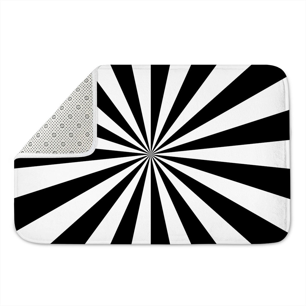Black And White Radial Rays Print Indoor Door Mat