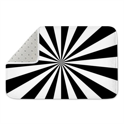 Black And White Radial Rays Print Indoor Door Mat