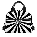 Black And White Radial Rays Print Insulated Lunch Bag