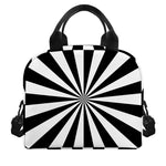Black And White Radial Rays Print Insulated Lunch Bag