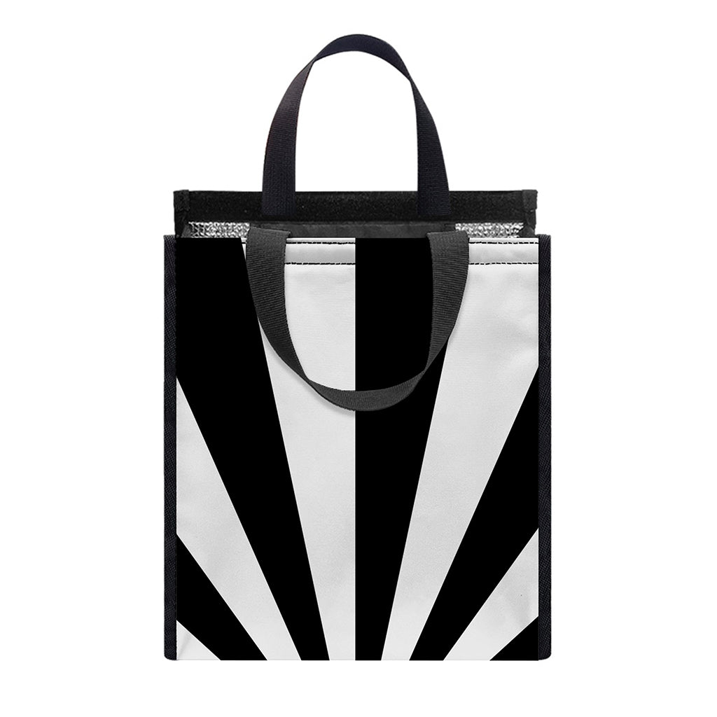 Black And White Radial Rays Print Insulated Lunch Tote