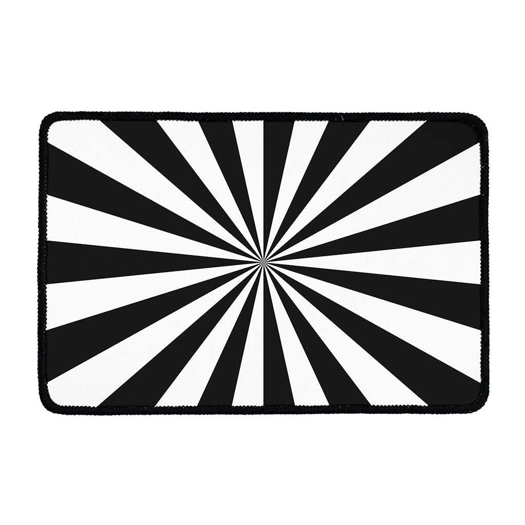 Black And White Radial Rays Print Kitchen Mat