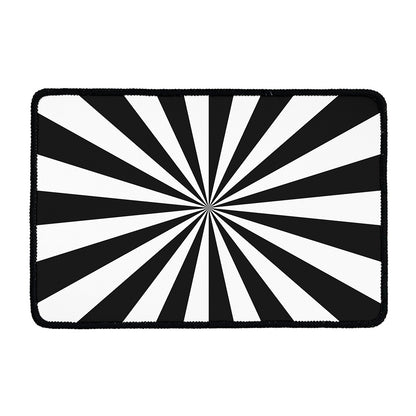Black And White Radial Rays Print Kitchen Mat