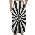 Black And White Radial Rays Print Lantern Pants