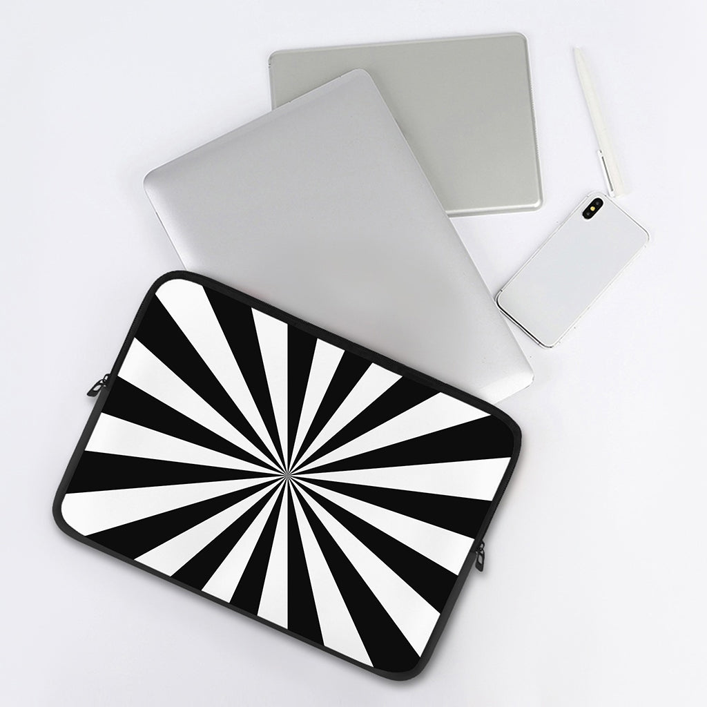 Black And White Radial Rays Print Laptop Sleeve