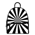 Black And White Radial Rays Print Leather Backpack