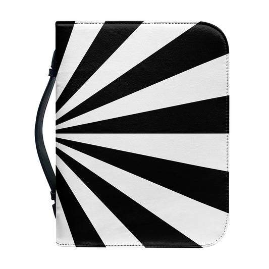 Black And White Radial Rays Print Leather Bible Cover