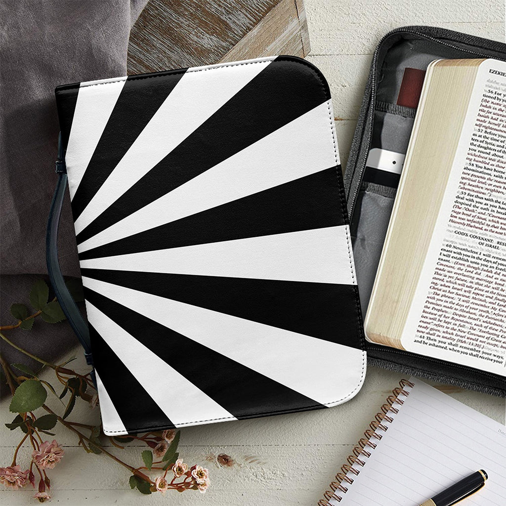 Black And White Radial Rays Print Leather Bible Cover