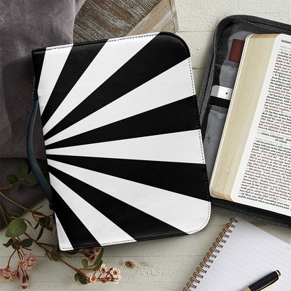 Black And White Radial Rays Print Leather Bible Cover