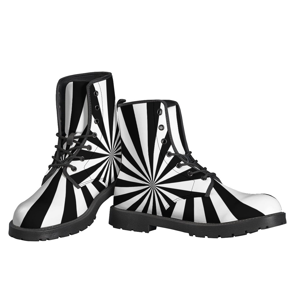 Black And White Radial Rays Print Backpack