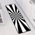 Black And White Radial Rays Print Long Kitchen Mat
