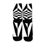 Black And White Radial Rays Print Long Socks