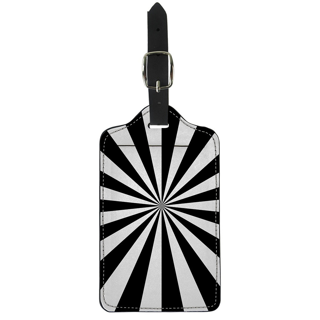 Black And White Radial Rays Print Luggage Tag
