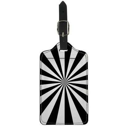 Black And White Radial Rays Print Luggage Tag