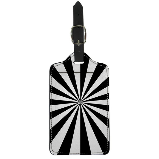 Black And White Radial Rays Print Luggage Tag