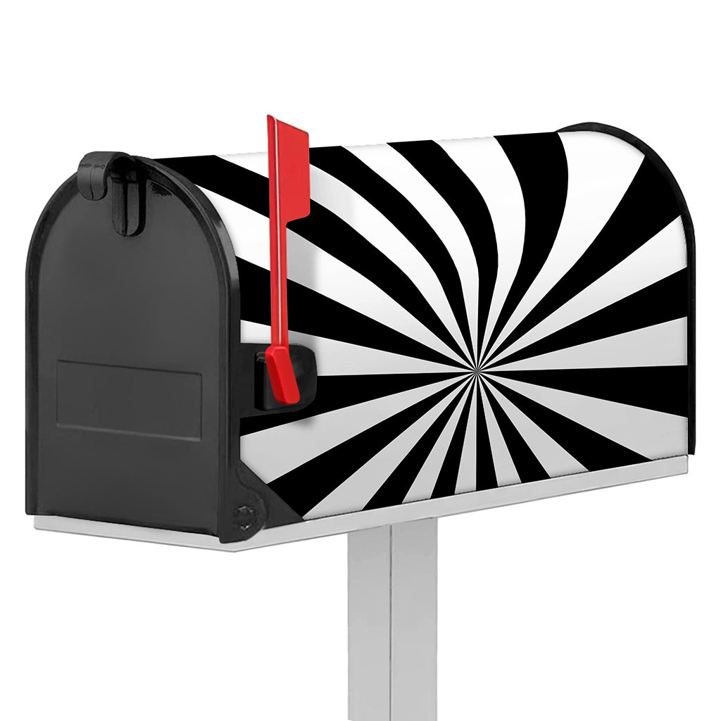 Black And White Radial Rays Print Mailbox Cover