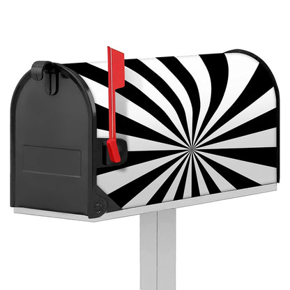 Black And White Radial Rays Print Mailbox Cover