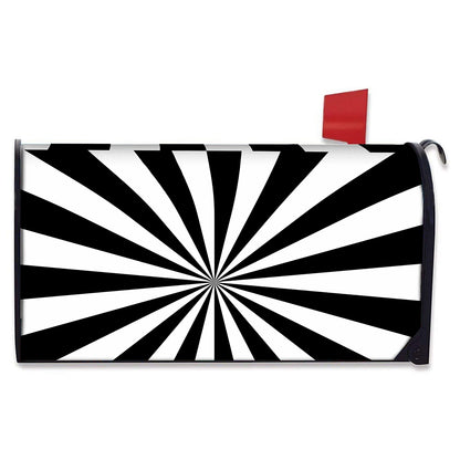 Black And White Radial Rays Print Mailbox Cover