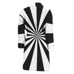 Black And White Radial Rays Print Men's Bathrobe