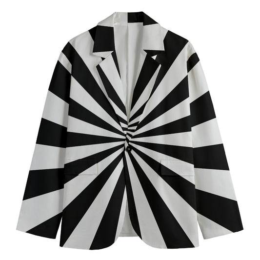 Black And White Radial Rays Print Men's Blazer
