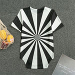 Black And White Radial Rays Print Men's Bodysuit