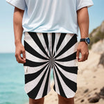 Black And White Radial Rays Print Men's Cargo Shorts