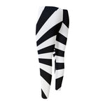 Black And White Radial Rays Print Men's Compression Pants