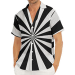 Black And White Radial Rays Print Men's Deep V-Neck Shirt