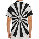 Black And White Radial Rays Print Men's Deep V-Neck Shirt