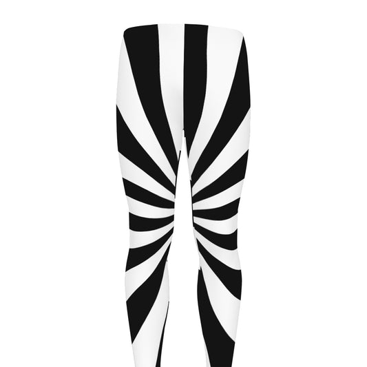 Black And White Radial Rays Print Men's leggings