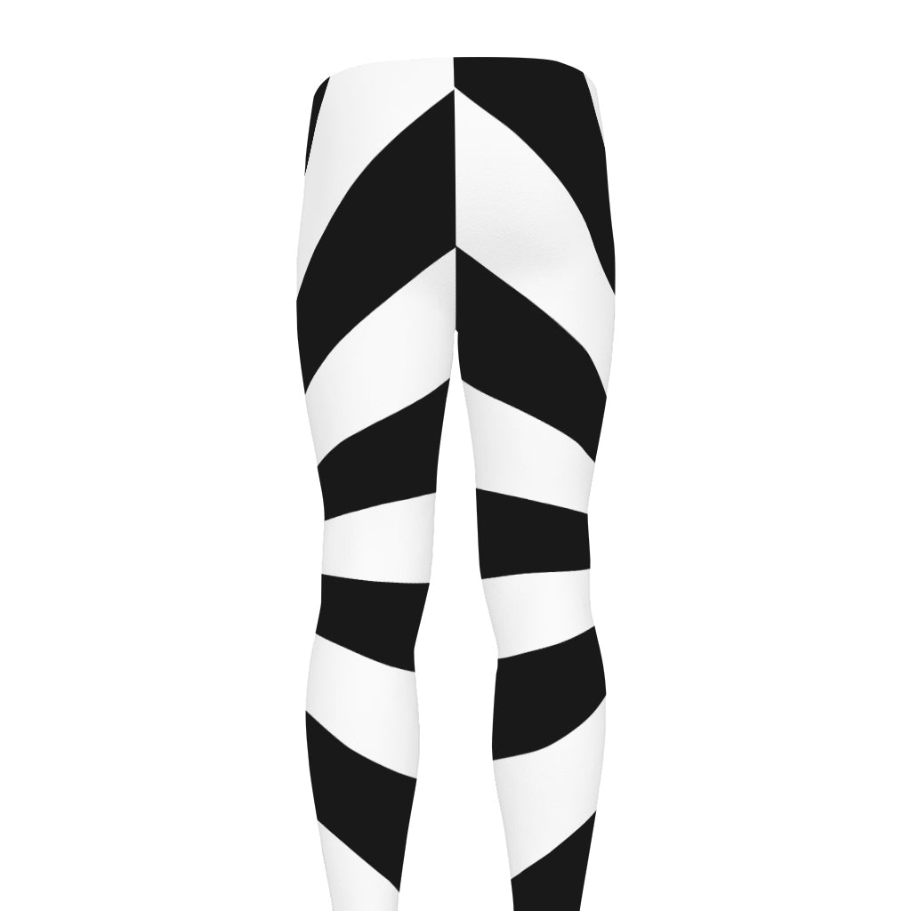 Black And White Radial Rays Print Men's leggings