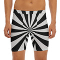 Black And White Radial Rays Print Men's Long Boxer Briefs
