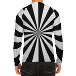 Black And White Radial Rays Print Men's Long Sleeve Rash Guard