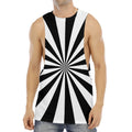 Black And White Radial Rays Print Men's Muscle Tank Top